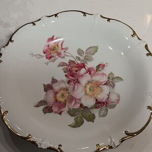 Schumann Arzbero Bavaria - Wild Rose 11" Gold Trim Floral Design Plate